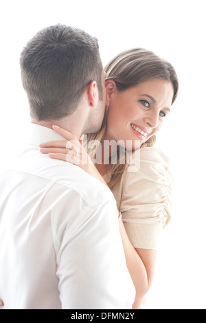 Hohen Schlüsselbild der späten 20er Jahre/Anfang der 30er Jahre männliche und weibliche Paar Umarmung und in der Liebe. Stockfoto