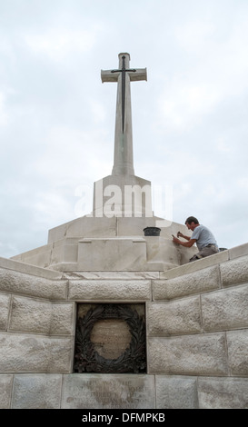 'Tyne Cot' oder "Tyne Cottage" war der Name von Northumberland Fusiliers, eine Scheune, die in der Nähe der Bahnübergang Stand auf Stockfoto