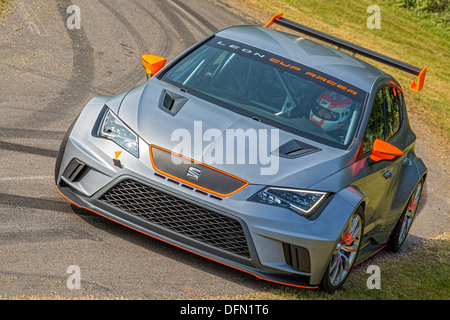 2013 Seat Leon Cup Racer mit Fahrer Jordi Gene auf die 2013 Goodwood Festival of Speed, Sussex, UK. Stockfoto