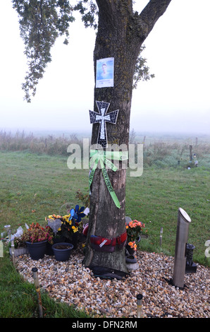 am Straßenrand Denkmal nach tödlichen Verkehrsunfalls Niederlande Stockfoto