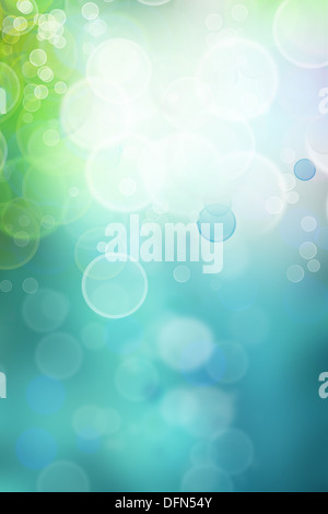 Bokeh Lichtkreise auf vertikale Hintergrund Grünton, Platz für Werbetexte Stockfoto