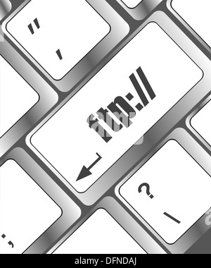 Computer-Tastatur mit FTP-Schlüssel, Technik-Hintergrund Stockfoto