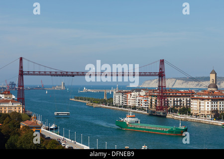 Puente Colgante, Puente Transbordador Schwebefähre, Stahlkonstruktion von Alberto de Palacio und Ferdinand Joseph Arn Stockfoto