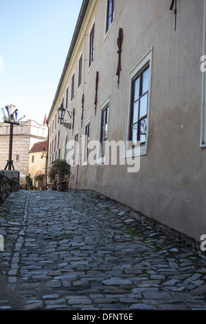 Kleine Gasse in der Altstadt von Cesky Kromlov Stockfoto