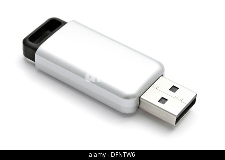 USB-Flash-Laufwerk Closuep auf weißem Hintergrund Stockfoto