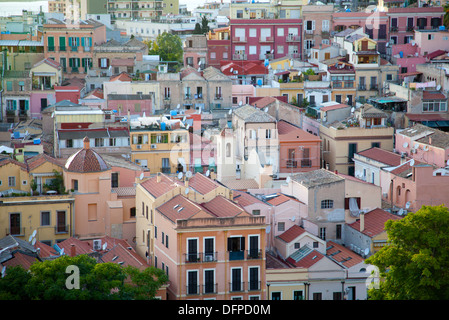 Blick über Stampace Viertel in Cagliari vom Bastione di Santa Croce in Castello - Sardinien Stockfoto