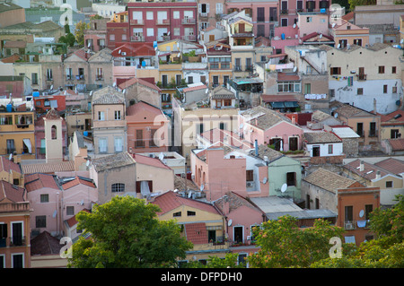 Blick über Stampace Viertel in Cagliari vom Bastione di Santa Croce in Castello - Sardinien Stockfoto