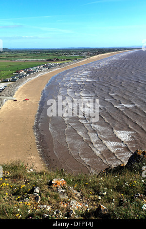 Blick über Brean Verletzung und Berrow Wohnungen von Brean unten, Kanal von Bristol, Somerset County, England, UK Stockfoto