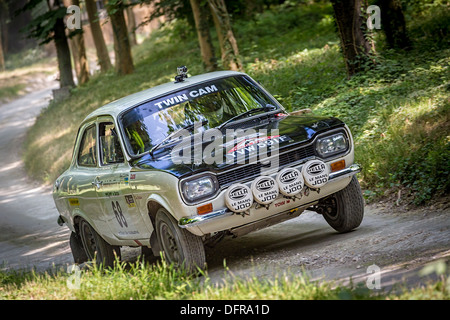 1968 Ford Escort Twin Cam mit Fahrer David Watkins auf die 2013 Goodwood Festival of Speed, Sussex, UK. Stockfoto