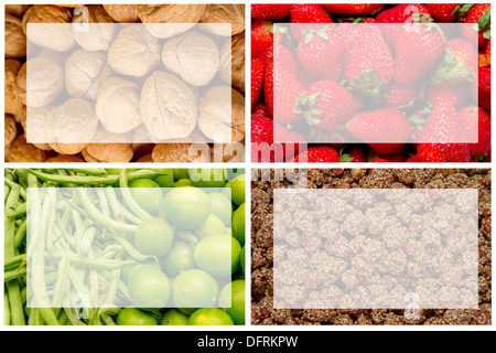 Collage aus bunten Gemüse und Obst Lebensmittel-Korb. Stockfoto