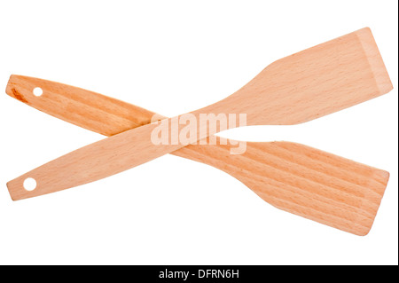 Zwei Spatel umrühren der Speisen aus Holz Stockfoto