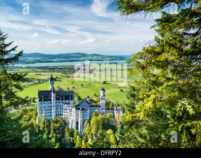 Schloss Neuschwanstein in den Bayerischen Alpen Deutschlands. Stockfoto