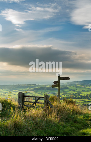 Sneck Yate Wegweiser auf dem Cleveland Weg Fußweg in North Yorkshire. Stockfoto