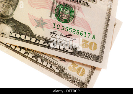 Fünfzig Dollar ($50) US-Banknoten Stockfoto