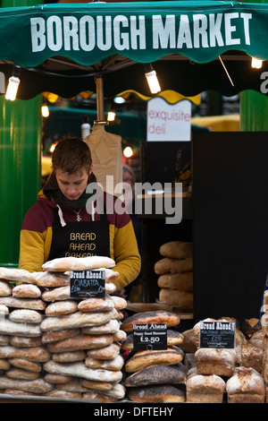 Bäckerei-Stall, Borough Market, Southwark, London, England. Stockfoto