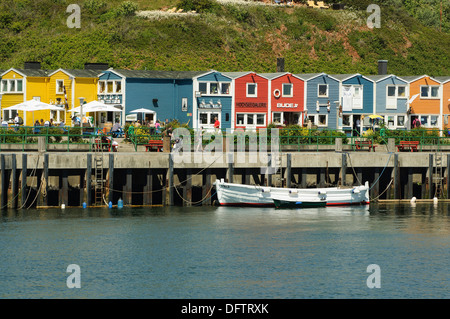 Hafen Sie mit Hummerbuden oder Hummer Hütten, Helgoland, Schleswig-Holstein, Deutschland Stockfoto