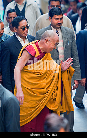 Seine Heiligkeit der Dalai Lama, Namgyal Kloster in Tsuglagkhang complex. McLeod Ganj, Dharamsala Himachal Pradesh Zustand, Indien, Asien Stockfoto