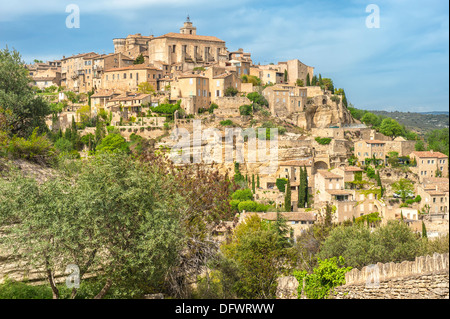 Blick über Dorf Gordes, Vaucluse, Provence, Frankreich Stockfoto