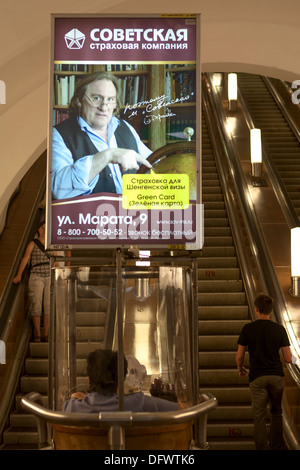 Gérard Depardieu Mayakovskaya Metro St Sankt Petersburg Russland Stockfoto