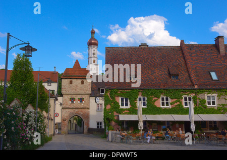 Landsberg am Lech, Bäckertor Tor, romantische Straße, Romantische Strasse, Bayern, Deutschland, Europa. Stockfoto