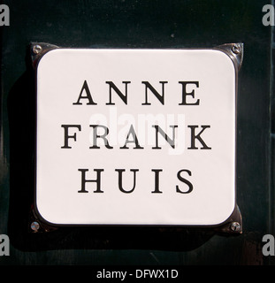 Das Anne Frank Haus Prinsengracht 263-265 Kanal in Amsterdam Niederlande (Museum des jüdischen Krieges Tagebuchschreiberin gewidmet) Stockfoto