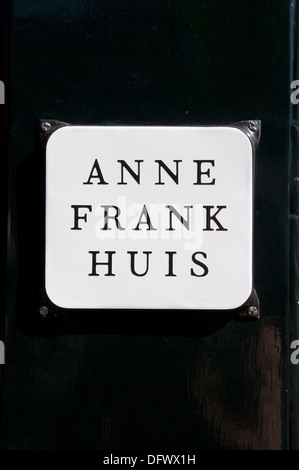 Das Anne Frank Haus Prinsengracht 263-265 Kanal in Amsterdam Niederlande (Museum des jüdischen Krieges Tagebuchschreiberin gewidmet) Stockfoto