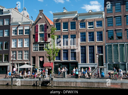 Das Anne Frank Haus Prinsengracht 263-265 Kanal in Amsterdam Niederlande (Museum des jüdischen Krieges Tagebuchschreiberin gewidmet) Stockfoto