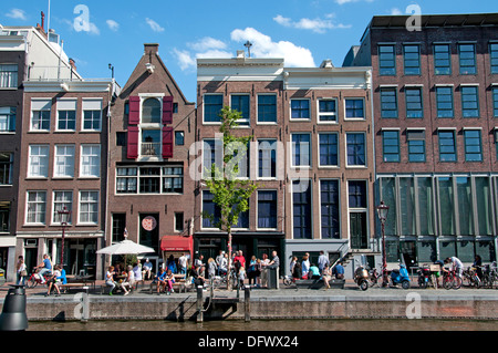 Das Anne Frank Haus Prinsengracht 263-265 Kanal in Amsterdam Niederlande (Museum des jüdischen Krieges Tagebuchschreiberin gewidmet) Stockfoto