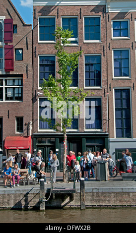 Das Anne Frank Haus Prinsengracht 263-265 Kanal in Amsterdam Niederlande (Museum des jüdischen Krieges Tagebuchschreiberin gewidmet) Stockfoto