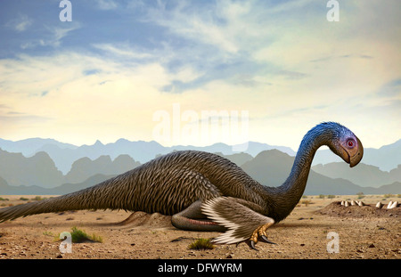 Gigantoraptor, eine Gattung der Riesen Oviraptorosaurian theropoder Dinosaurier aus der Kreidezeit. Stockfoto