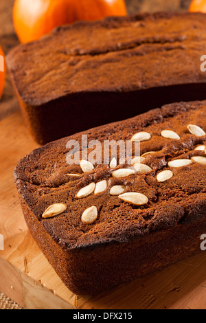 Bio Kürbis Brot frisch gebacken für Thanksgiving Stockfoto