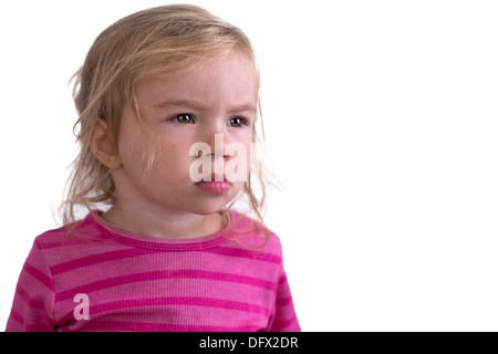 Porträt eines unglücklich blicken Kleinkindes Stockfoto