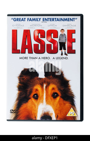 Ein Film namens dvd über einen Hund Lassie auf weißem Hintergrund Stockfoto