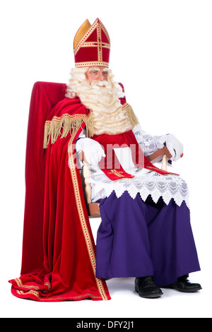 Sinterklaas ruht sich auf seinem Stuhl Stockfoto