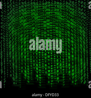 Computer-Code-Matrix binäre auf schwarzem Hintergrund Stockfoto
