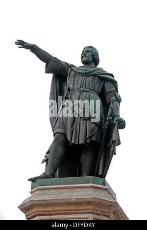 Statue von Jacob van Artevelde von Paul de Vigne Vrijdagmarkt in historischen Gent (Gent), Ost-Flandern, Belgien. Stockfoto