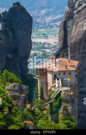 Das heilige Kloster Rousanou (St. Barbara) in Meteora, Trikala Region in Griechenland Stockfoto
