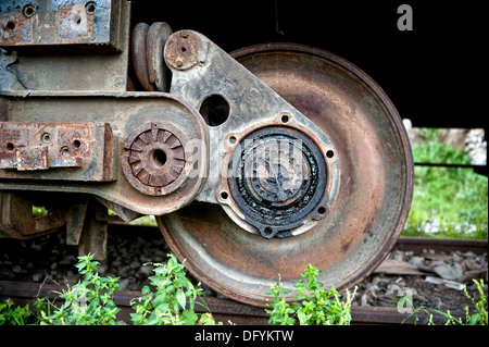 Alte Bahn-Rad-detail Stockfoto