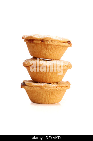 Süße Weihnachten Mince Pies auf weißem Hintergrund. Stockfoto