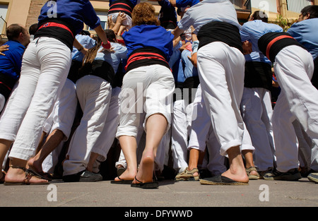 "Die Castellers" menschliche Turm, eine katalanische Tradition zu bauen. Stockfoto