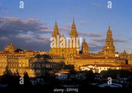 Dom und Altstadt. Santiago de Compostela.Coruña Provinz. Spanien. Camino de Santiago Stockfoto