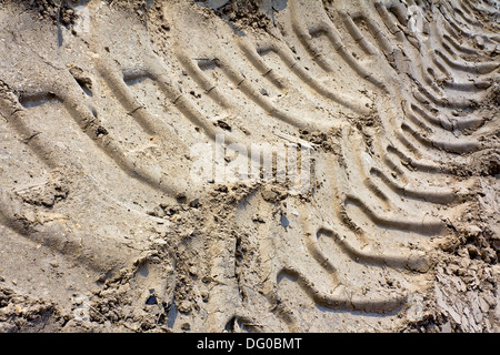 Industrielle Schlepper Fußabdruck auf Boden Stockfoto