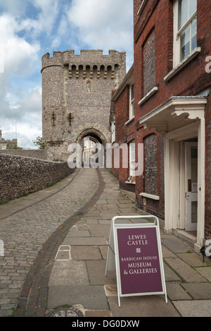 Barbican Gate, Lewes Castle, East Sussex, England Stockfoto