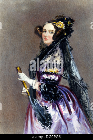 ADA LOVELACE (1815-1852), englischer Mathematiker und Schriftsteller in einem 1840 Aquarell von Alfred Chalon Stockfoto