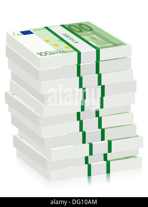 Hunderte Euro Banknoten Stacks auf einem weißen Hintergrund. Vektor-Illustration. Stockfoto