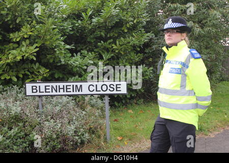 Mansfield, Nottinghamshire. 11. Oktober 2013. Polizei-Präsenz in Blenheim schließen, Wald-Stadt, Credit: Deborah Vernon/Alamy Live News Stockfoto