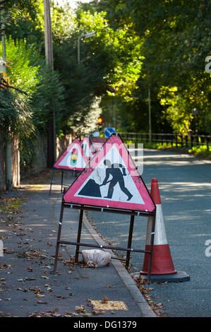 Baumaßnahmen in einem Land Lane, Shifnal, Shropshire, England Stockfoto