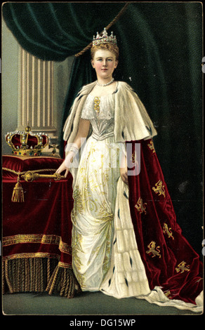 AK Königin Wilhelmina der Niederlande Mit Krone, Stengel;