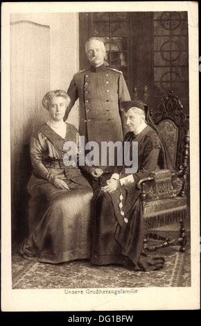 AK Großherzogsfamilie Zu Baden, Friedrich II., Hilda von Nassau, Luise von Preußen; Stockfoto