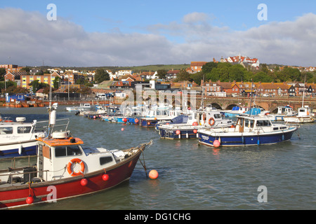 Angelboote/Fischerboote im Hafen von Folkestone, Kent, England, UK Stockfoto